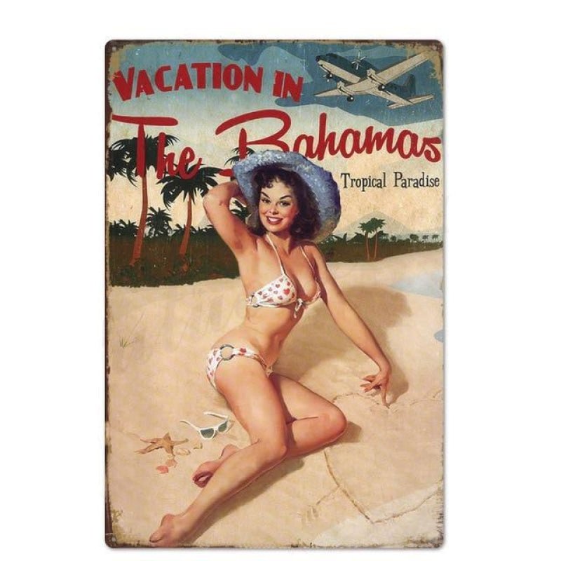 placca metallica vintage bahamas pin up placca metallica vintage bahamas pin up
