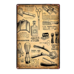piastra metallo barbiere vintage