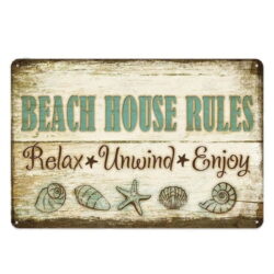 placca metallo vintage regole della casa sulla spiaggia
