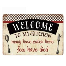 targa metallica vintage benvenuto nella mia cucina