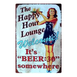 piastra metallo pin up birra vintage