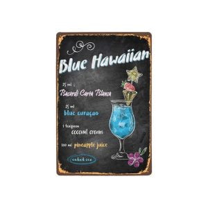 placca in metallo vintage blu hawaiano