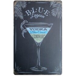 placca metallo vintage blu lagoon