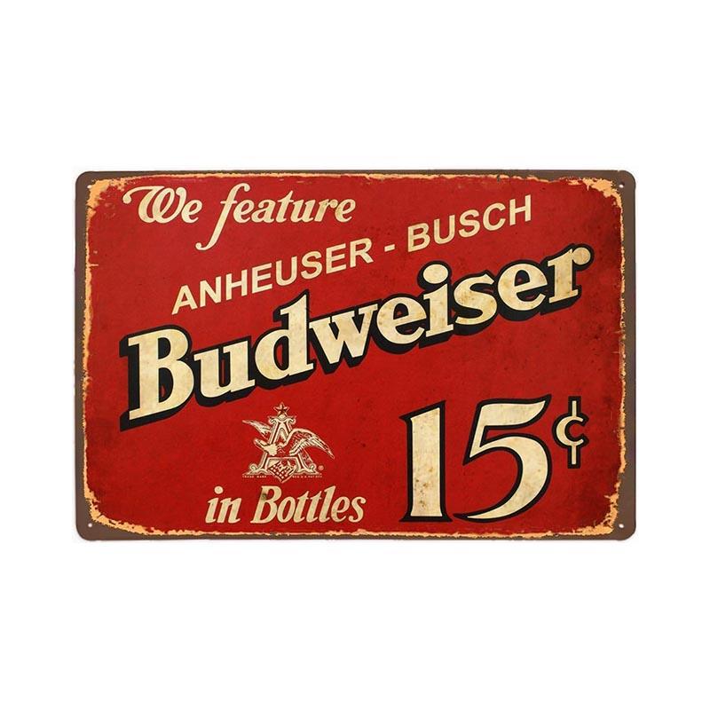 placca metallo vintage budweiser 15c placca metallo vintage budweiser 15c