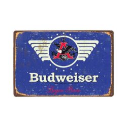 placca metallo blu budweiser vintage