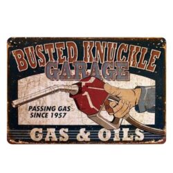 placca metallo vintage sballato garage