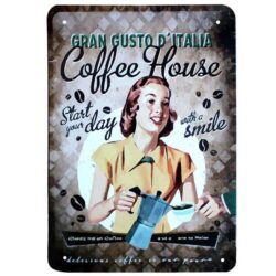 placca metallo caffe vintage
