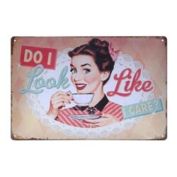 vintage metal plate cafe lady 1