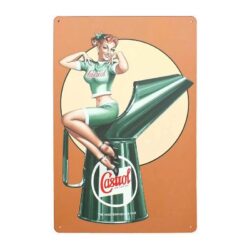placca metallica vintage castrol oil pin up