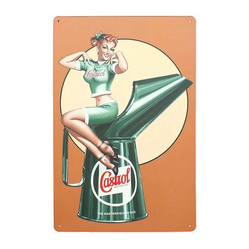 placca metallica vintage castrol oil pin up placca metallica vintage castrol oil pin up