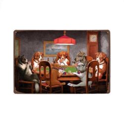 placca metallo vintage dogs poker