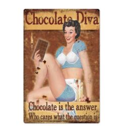 placca metallo diva cioccolato vintage