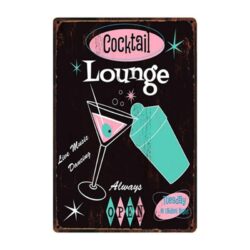 cocktail lounge vintage placca metallica