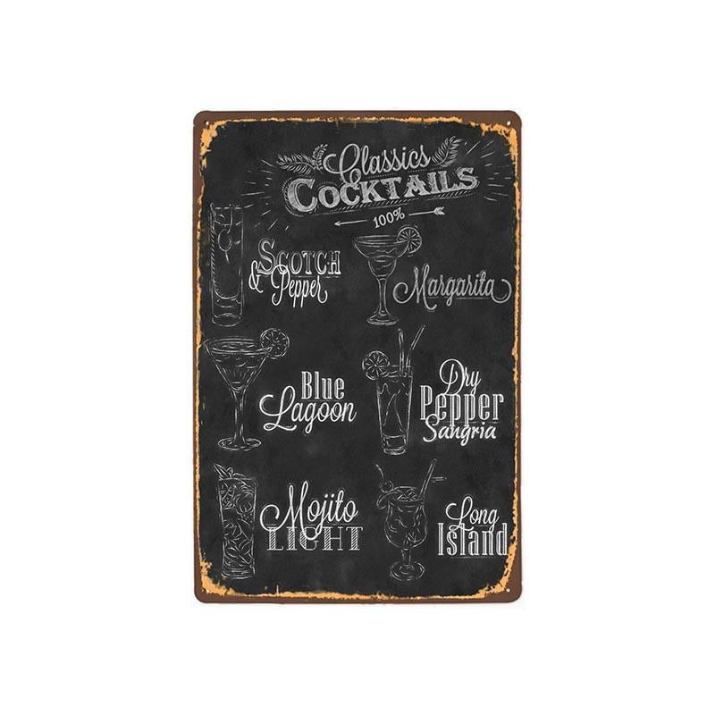 cocktail classici placca metallica vintage cocktail classici placca metallica vintage