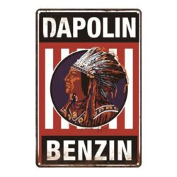 placca metallo vintage dapolin benzin