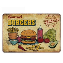 hamburger gourmet vintage su piastra di metallo