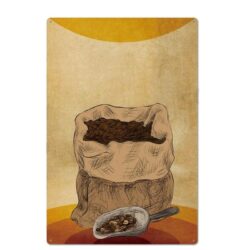 chicchi di caffe con piastra in metallo vintage