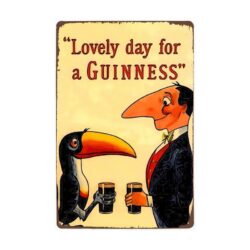 placca metallo vintage guinness tucano e uomo
