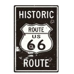 placca metallo vintage percorso storico 66