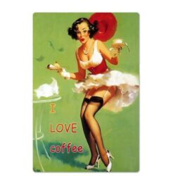 piastra metallica vintage i love coffee