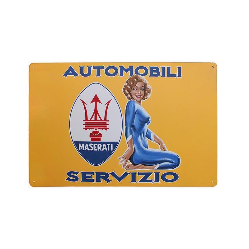 vintage metal plate maserati servizio 1 vintage metal plate maserati servizio 1