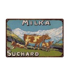 placca metallo vintage milka suchard mucca