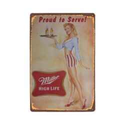 placca metallica vintage miller pin up
