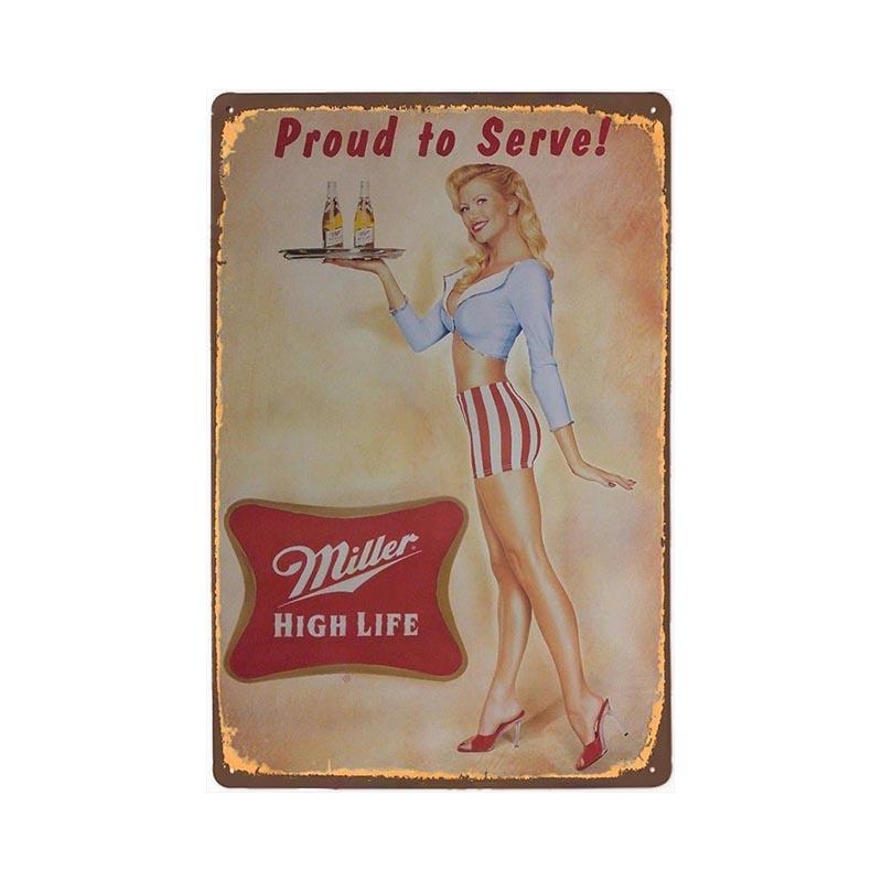 placca metallica vintage miller pin up placca metallica vintage miller pin up