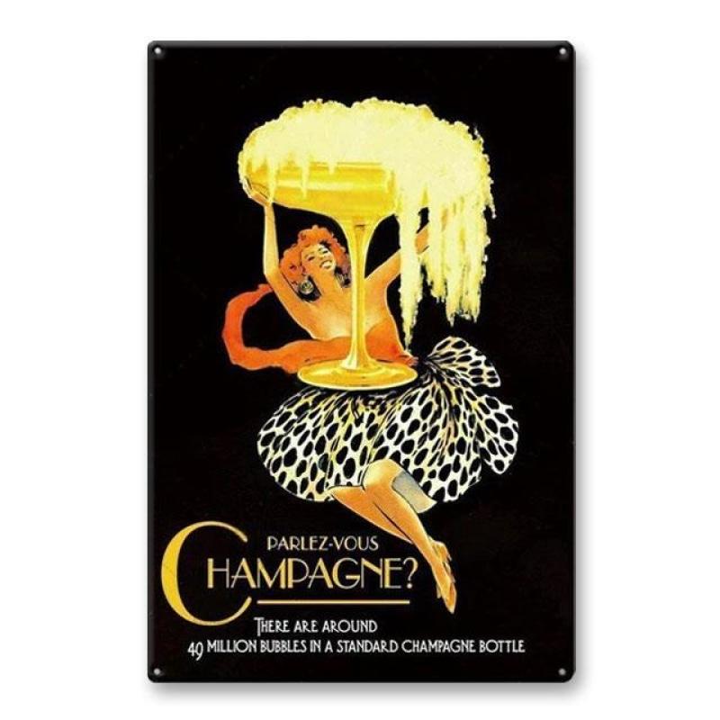 placca metallo vintage parli champagne placca metallo vintage parli champagne