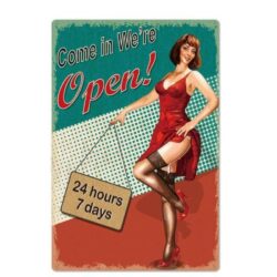 placca metallica vintage pin up 24 7