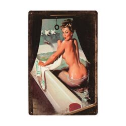 placca metallo vintage pin up vasca da bagno
