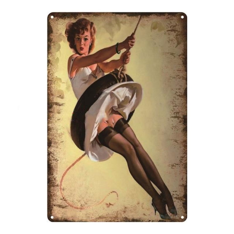 altalena pin up placca metallica vintage altalena pin up placca metallica vintage