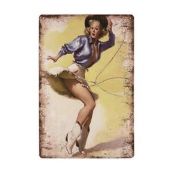 placca metallo pin up vintage cowgirl