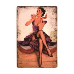 placca in metallo vintage pin up elegante