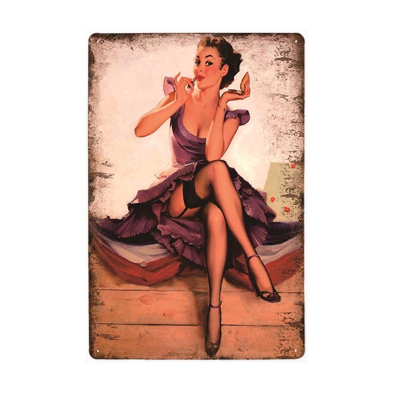 placca in metallo vintage pin up elegante placca in metallo vintage pin up elegante