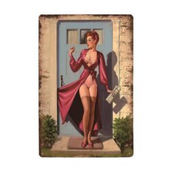 placca metallo vintage pin up femme fatale