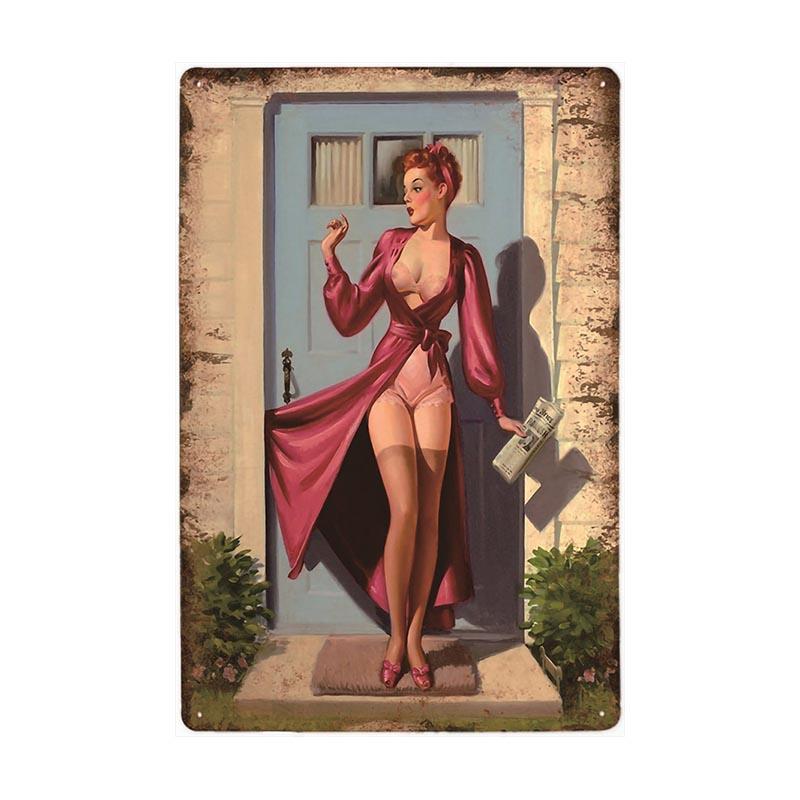 placca metallo vintage pin up femme fatale placca metallo vintage pin up femme fatale