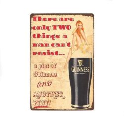 placca metallo vintage pin up guinness