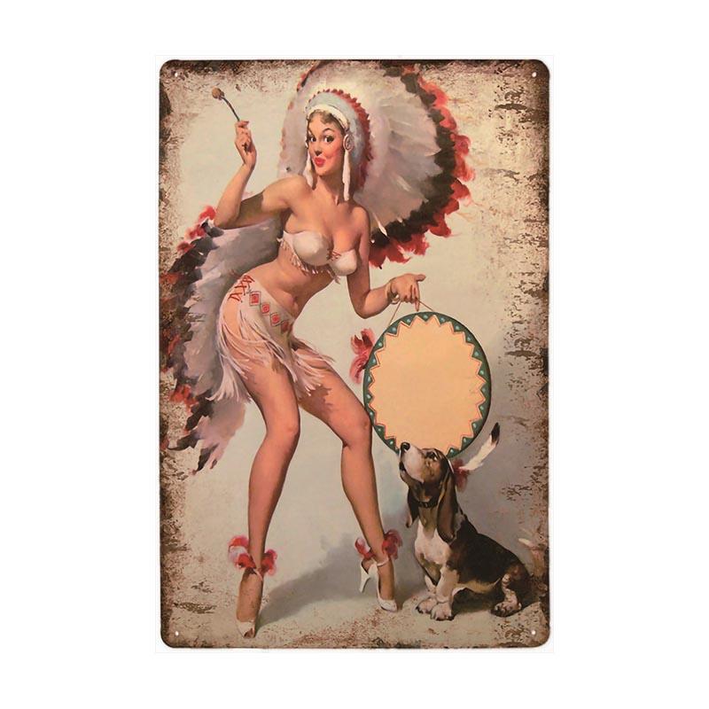 placca metallo pin up indiana vintage placca metallo pin up indiana vintage
