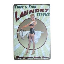 piatto lavanderia pin up vintage in metallo