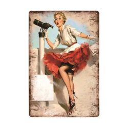 piastra metallica vintage pin up vista lunga