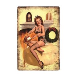 placca metallica vintage pin up natalizia