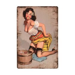piastra metallica vintage pin up mele
