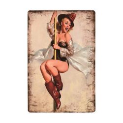 placca metallica vintage pin up vigile del fuoco