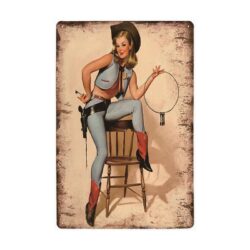 placca metallo pin up vintage sceriffo
