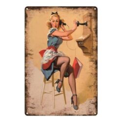telefono pin up vintage con piastra metallica