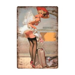 placca metallica turistica vintage pin up
