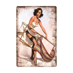 sedia a sdraio vintage pin up in lamiera metallica