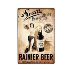 birra rainier piastra metallica vintage