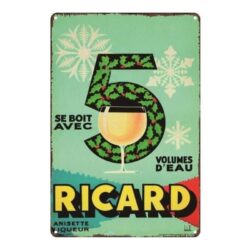 placca metallo vintage ricard 5 volumi dacqua